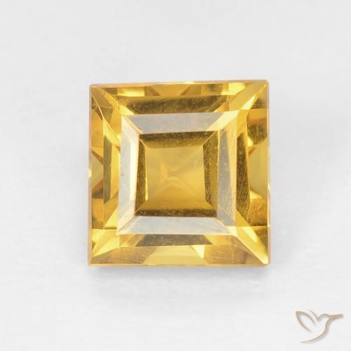 1.14ct Натуральный Среднее золото Цитрин, Квадрат, Чистота VVS