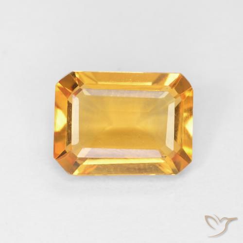 1.27ct Натуральный Оранжево-золотой Цитрин, Изумрудная огранка, Чистота VVS