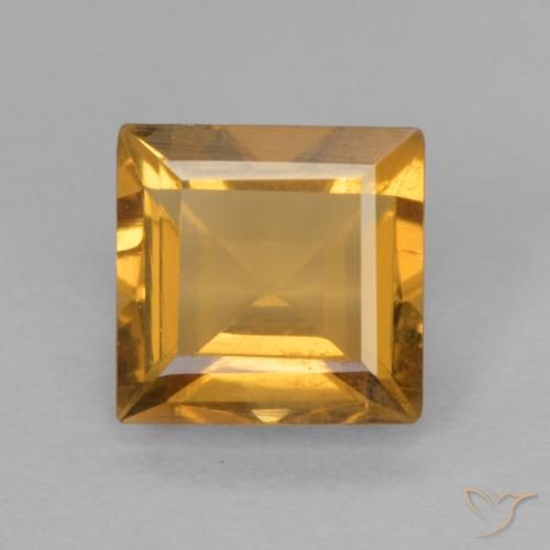 0.90ct Натуральный Темно-золотой апельсин Цитрин, Квадрат, VVS-VS