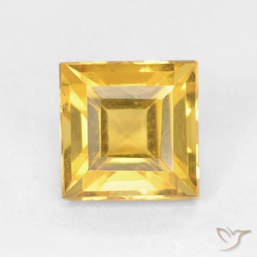 1.08ct Натуральный Золотой Цитрин, Квадрат, VVS-VS