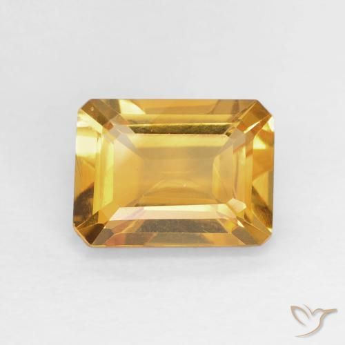 1.49ct Натуральный Medium Light Orange-Gold Цитрин, Изумрудная огранка, Чистота VVS