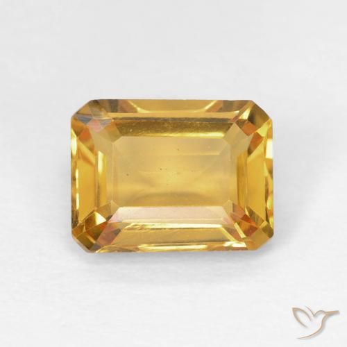 1.53ct Натуральный Золотисто-оранжевый Цитрин, Изумрудная огранка, Чистота VS
