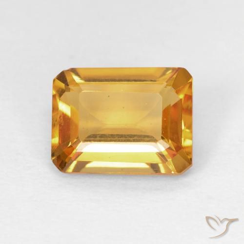 1.40ct Натуральный Глубокий оранжево-золотой Цитрин, Изумрудная огранка, Чистота VS