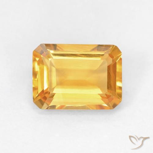 1.48ct Натуральный Medium Light Orange-Gold Цитрин, Изумрудная огранка, VVS-VS