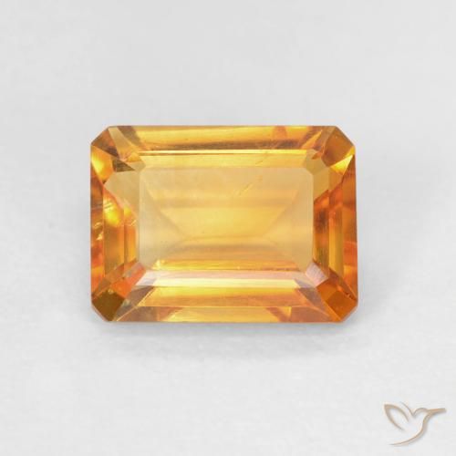 1.50ct Натуральный Темно-оранжево-золотой Цитрин, Изумрудная огранка, VVS-VS