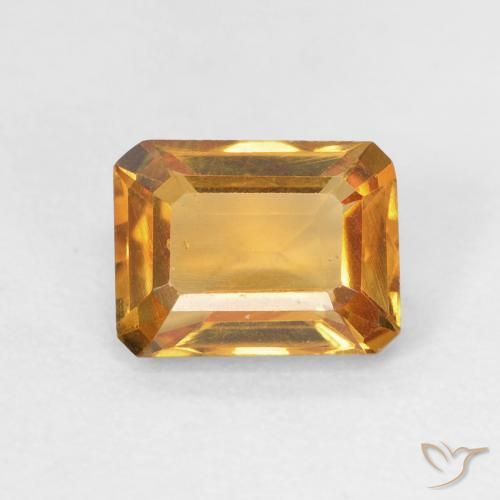 1.49ct Натуральный Глубокий оранжево-золотой Цитрин, Изумрудная огранка, VVS-VS