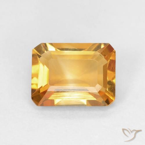 1.40ct Натуральный Темно-оранжево-золотой Цитрин, Изумрудная огранка, Чистота VVS