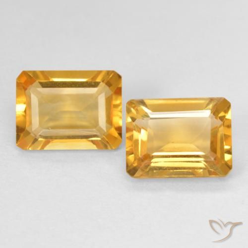 2.91ctw Натуральный Medium Light Orange-Gold Цитрин, Изумрудная огранка, Чистота VVS