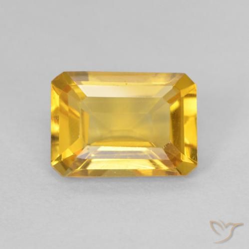 1.30ct Натуральный Среднее золото Цитрин, Изумрудная огранка, Чистота VVS