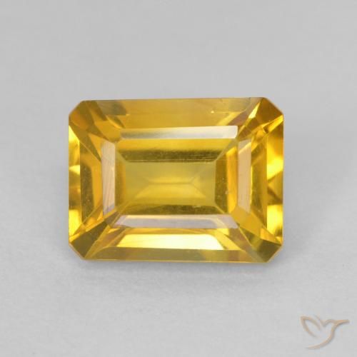 1.64ct Натуральный Золотой Цитрин, Изумрудная огранка, Чистота VVS