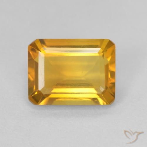 1.40ct Натуральный Темно-золотой Цитрин, Изумрудная огранка, Чистота VVS