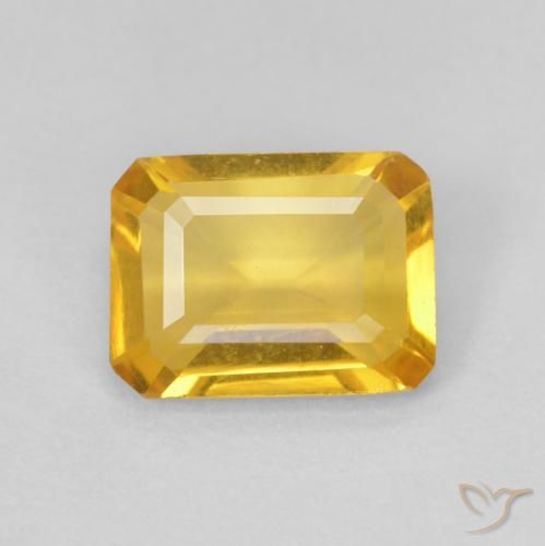 1.18ct Натуральный Золотой Цитрин, Изумрудная огранка, Чистота VVS
