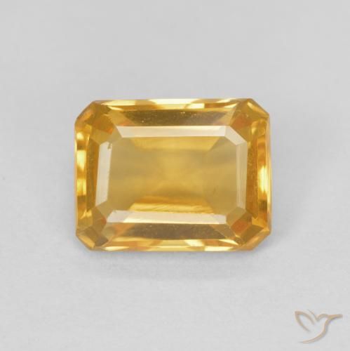 1.41ct Натуральный Золотой Цитрин, Изумрудная огранка, VVS-VS