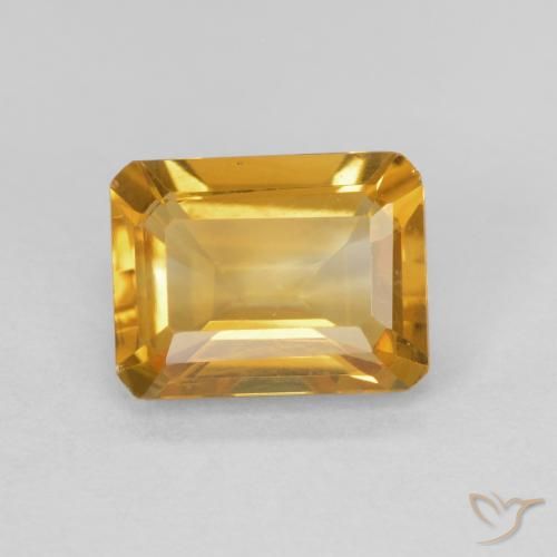 1.42ct Натуральный Золотой Цитрин, Изумрудная огранка, VVS-VS
