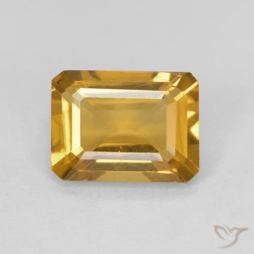 1.41ct Натуральный Золотой Цитрин, Изумрудная огранка, VVS-VS