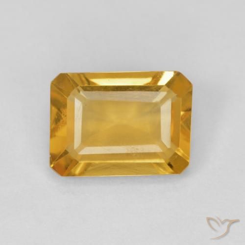 1.25ct Натуральный Золотой Цитрин, Изумрудная огранка, VVS-VS