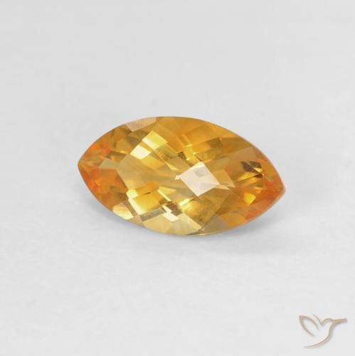 0.87ct Натуральный Глубокий оранжево-золотой Цитрин, Маркиза, VVS-VS