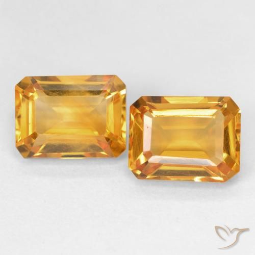 3.17ctw Натуральный Medium Light Orange-Gold Цитрин, Изумрудная огранка, Чистота VVS