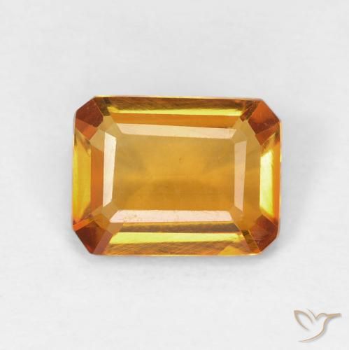 1.22ct Натуральный Оранжево-золотой Цитрин, Изумрудная огранка, Чистота VVS