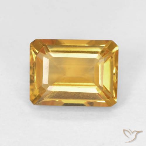 1.56ct Натуральный Оранжево-золотой Цитрин, Изумрудная огранка, Чистота VVS