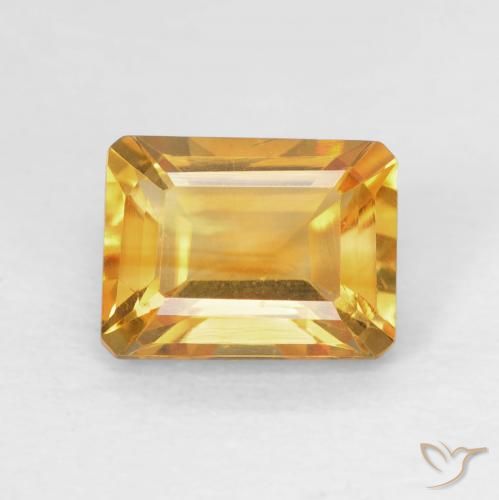 1.62ct Натуральный Medium Light Orange-Gold Цитрин, Изумрудная огранка, Чистота VVS