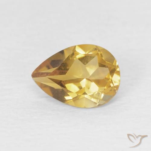 0.67ct Натуральный Светло-золотистый Цитрин, Форма груши, Чистота VVS