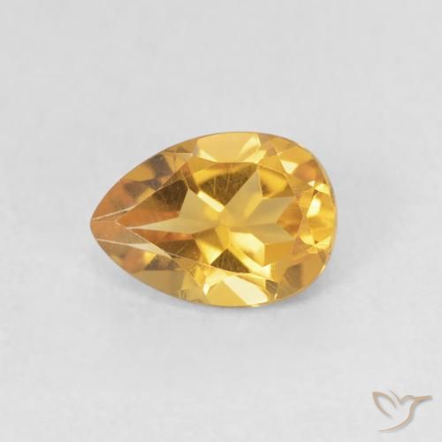 0.70ct Натуральный Medium Light-Golden Цитрин, Форма груши, Чистота VVS