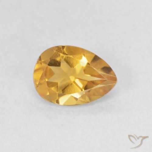 0.70 карата, натуральный Medium Light-Golden Цитрин, Форма груши, Чистота VVS
