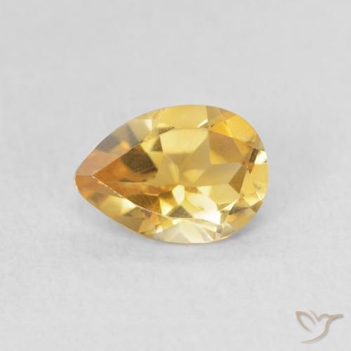 0.63ct Натуральный Золотой Цитрин, Форма груши, Чистота VVS