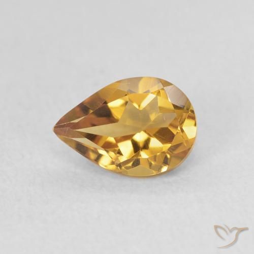 0.71ct Натуральный Золотисто-оранжевый Цитрин, Форма груши, Чистота VVS