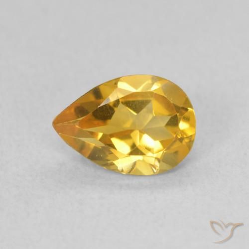 0.60ct Натуральный Золотой Цитрин, Форма груши, Чистота VVS