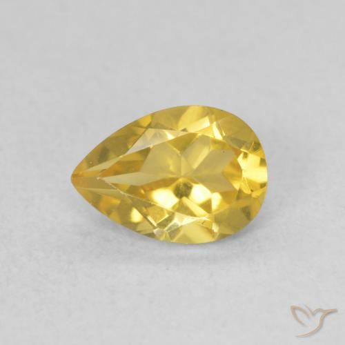 0.62ct Натуральный Средний золотой Цитрин, Форма груши, Чистота VVS