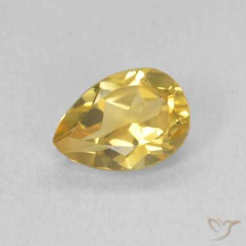0.71ct Натуральный Золотисто-оранжевый Цитрин, Форма груши, Чистота VVS