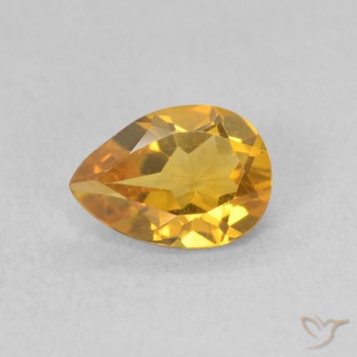 0.59ct Натуральный Оранжево-золотой Цитрин, Форма груши, VVS-VS