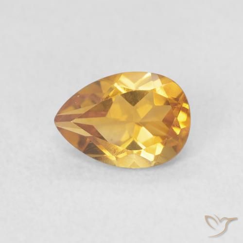 0.71ct Натуральный Золотисто-оранжевый Цитрин, Форма груши, Чистота VVS