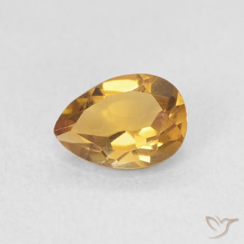 0.72ct Натуральный Medium Light-Golden Цитрин, Форма груши, Чистота VVS