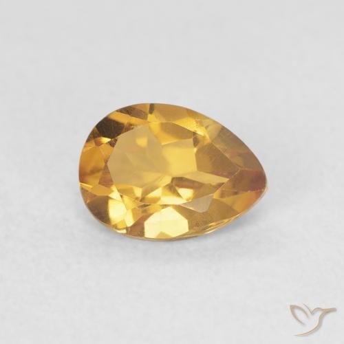 0.72 карата, натуральный Medium Light-Golden Цитрин, Форма груши, Чистота VVS