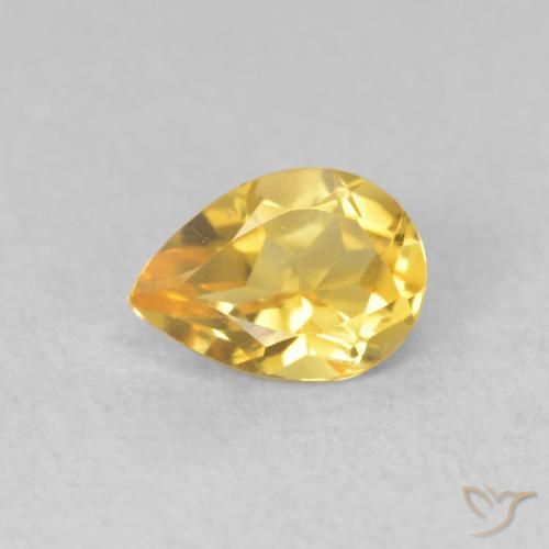 0.68ct Натуральный Золотой Цитрин, Форма груши, Чистота VVS