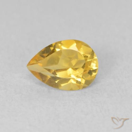 0.66ct Натуральный Золотой Цитрин, Форма груши, Чистота VVS