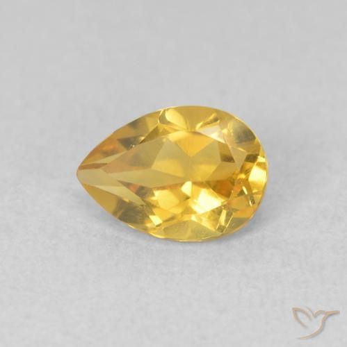 0.68ct Натуральный Золотой Цитрин, Форма груши, Чистота VVS