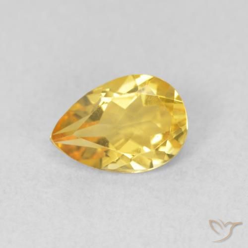 0.62ct Натуральный Золотой Цитрин, Форма груши, Чистота VVS