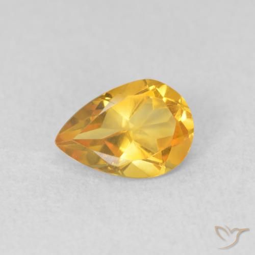 0.64ct Натуральный Золотой Цитрин, Форма груши, Чистота VVS