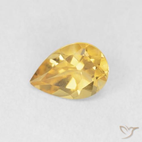 0.61ct Натуральный Золотой Цитрин, Форма груши, Чистота VVS