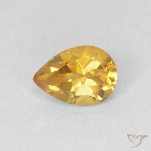 0.70ct Натуральный Золотой Цитрин, Форма груши, Чистота VVS