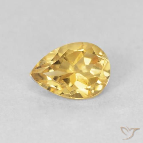 0.76ct Натуральный Золотой Цитрин, Форма груши, Чистота VVS