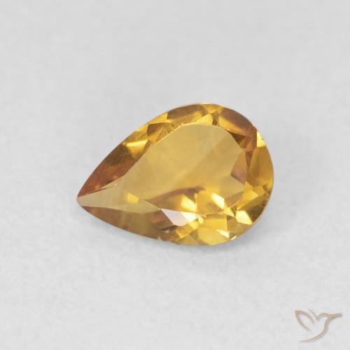 0.60ct Натуральный Medium Light-Golden Цитрин, Форма груши, Чистота VVS