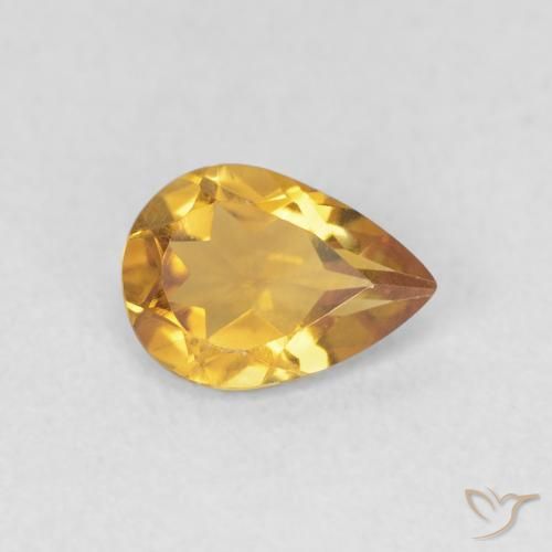 0.60 карата, натуральный Medium Light-Golden Цитрин, Форма груши, Чистота VVS