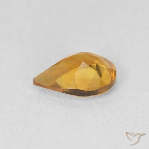 0.60 карата, натуральный Medium Light-Golden Цитрин, Форма груши, Чистота VVS