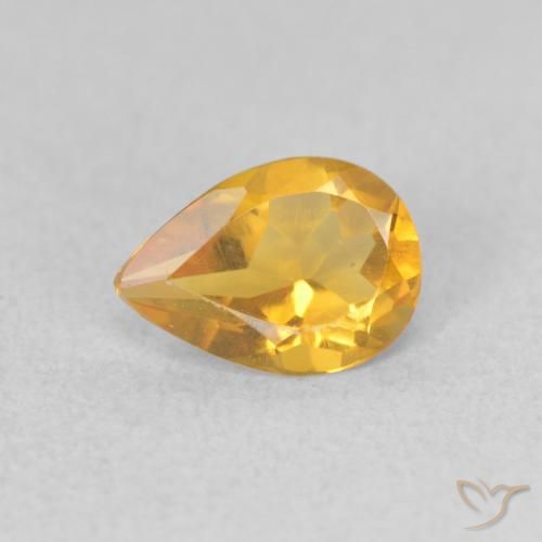 0.58ct Натуральный Золотисто-оранжевый Цитрин, Форма груши, VVS-VS
