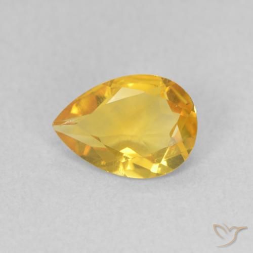 0.61ct Натуральный Золотисто-Апельсиновый Цитрин, Форма груши, VVS-VS